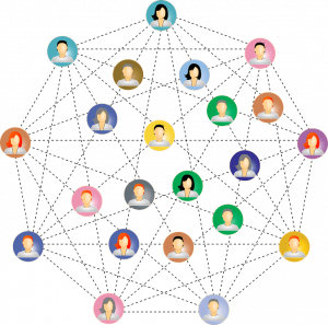 Red de personas que establecen conexiones entre si