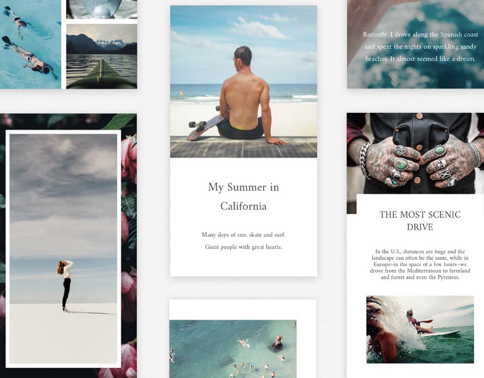 Exemples de templates pour créer des stories Instagram sur Unfold