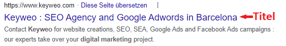 Beispiel SEO Suchergebnis bei Google