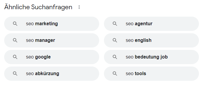 Ähnliche Suchanfragen bei Google